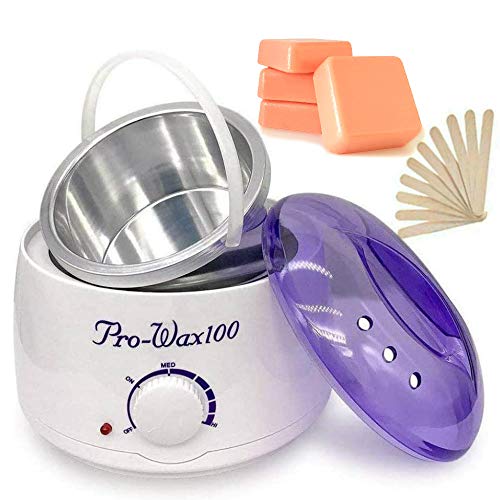 Calentador Cera Eléctrica Profesional Depilación 500ml Máquina de cera profesional 4 cera caliente para el rostro, cuerpos velocidades ajustable eficaz y rápida (Purpura)