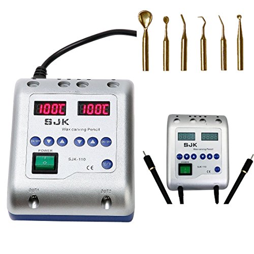 Calentador de cera dental eléctrico profesión tallado doble lápiz labial cerado cera+6 puntas 20W
