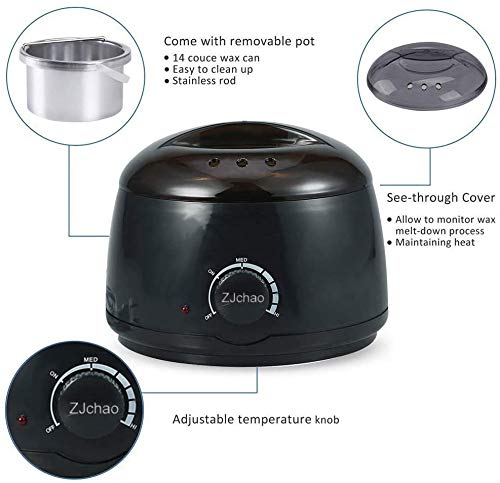 Calentador de Cera Depilatoria, 500ml Calentador de Cera Eléctrico para la Depilación Máquina de Cera, Cuerpo para la Depilación en Casa, Calentador Cera Tibia Roll On (negro)