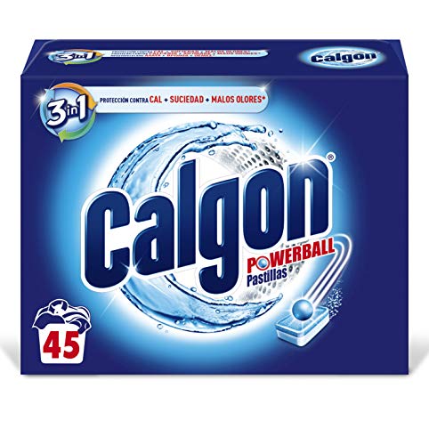 Calgon Powerball Pastillas - Antical para la Lavadora, Elimina Olores y Suciedad, en formato pastillas, 45 unidades