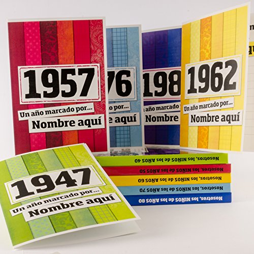 Calledelregalo Libro de tu año de Nacimiento, Libro de la década de los 50 con Tarjeta Personalizada - Regalo para cumpleaños - Otras Edades Disponibles