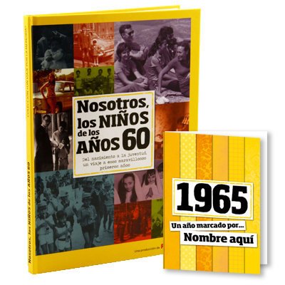 Calledelregalo Libro de tu año de Nacimiento, Libro de la década de los 60, Libro con Tarjeta Personalizada - Regalo para cumpleaños - Otras Edades Disponibles