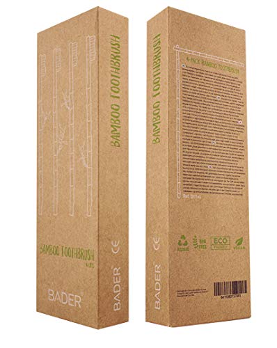 CalmaDragon Cepillos de Dientes de Bambú y Carbón – Cepillo Dental 100% Natural, Orgánico Biodegradable Ecológico Cerdas Extrafinas Suaves y Libres de BPA D11 (4 unidades)