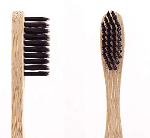 CalmaDragon Cepillos de Dientes de Bambú y Carbón – Cepillo Dental 100% Natural, Orgánico Biodegradable Ecológico Cerdas Extrafinas Suaves y Libres de BPA D11 (4 unidades)