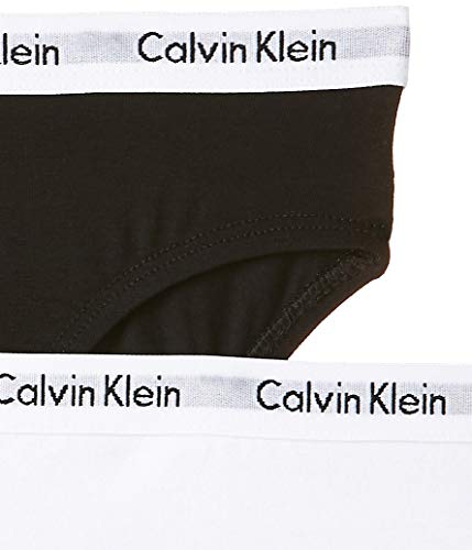 Calvin Klein 2PK Bikini Braguitas, Blanco (White/Black 908), L para Niñas