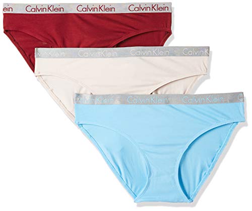 Calvin Klein Bikini 3pk Tanga, Multicolor (Rasp Jam/Whim/Venetian Blue Rjv), M (Pack de 3) para Mujer