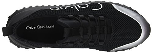 Calvin Klein Jeans Ron Mesh/Brushed Metal, Zapatillas para Hombre, Negro (Black/Silver), 44 EU