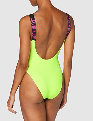 Calvin Klein Scoop One Piece-rp-n Parte de Arriba de Bikini, Amarillo (Safety Yellow ZAA), (Talla del Fabricante: Small) para Mujer