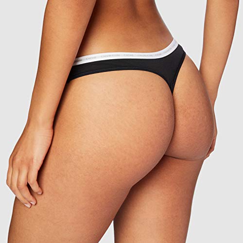 Calvin Klein Thong 2pk Tanga, Negro (Black/Black 001), (Talla del Fabricante: X-Small) para Mujer