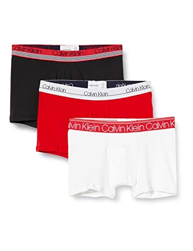 Calvin Klein Trunk 3pk Bañador, Blanco (White/Black/Red Alert Wbr), X-Large para Hombre