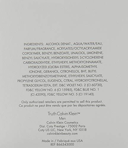 CALVIN KLEIN TRUTH MEN agua de tocador vaporizador 100 ml