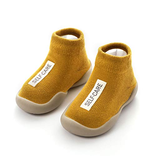 Calzado Casual Infantil Zapatos De Goma Antideslizantes Calcetines De Punto Zapatos Casa OtoñO Nuevas Botas Desnudas Zapatos para BebéS Y NiñOs ReciéN Nacidos Zapatos De Primer Paso(Amarillo,21EU)