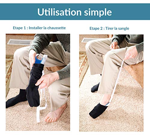 Calzador de Calcetines - Ayuda a las personas mayores o con movilidad reducida a poner calcetines sin necesidad de agacharse - Aparato para poner calcetines - Deslizador de calcetines
