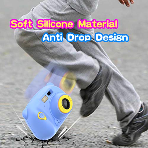 Cámara para Niños con Tarjeta TF,Cámara Digitale Selfie para Niños,Video cámara Infantil con Pantalla de 2 Pulgadas,HD 1200 MP/1080P Doble Objetivo,a Prueba de Golpes,Carcasa de Silicona (Azul)