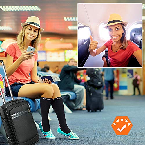 CAMBIVO 2 Pares Medias de Compresion Mujer y Hombre, Calcetines de Compresion para Running, Tendinitis, Fascitis, Deporte, Crossfit, Ciclismo, Futbol, Artritis, Volar, Viajar