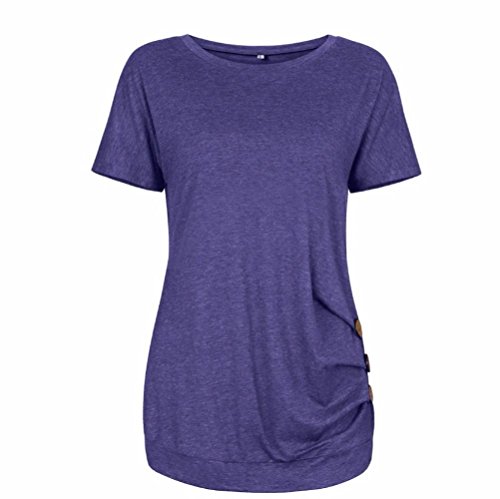 Camisa a Cuadros roja y Negra Mujer,Covermason Las Mujeres Casual Plaid Impreso de Manga Corta con Cuello en v Irregular Dobladillo Blusa Camiseta Tops(M, Azul)