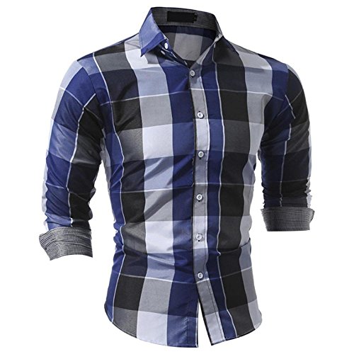 Camisas Hombre Manga Larga,Camisetas Blusas Tops Hombre,Sujetador Camisa de Manga Larga para Hombre by Venmo (Azul, L)