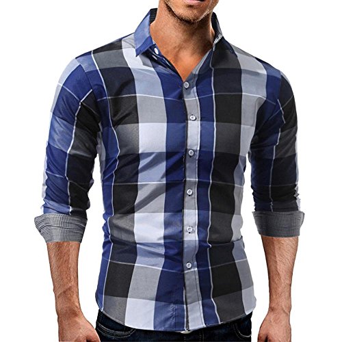 Camisas Hombre Manga Larga,Camisetas Blusas Tops Hombre,Sujetador Camisa de Manga Larga para Hombre by Venmo (Azul, L)