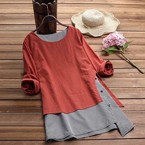 Camisas Mujer Manga Larga Lino Cuadros Cuello En V con Cremallera Blusa Mujer Camisa De Manga Larga Ropa Mujer Primavera Arriba Tops 2019 riou