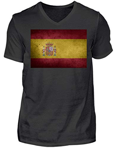Camiseta de manga corta para hombre, diseño de España con la bandera de España Negro XL