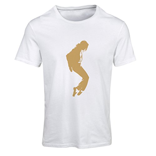 Camiseta Mujer Me Encanta MJ - Ropa de Club de Fans, Ropa de Concierto (Large Blanco Oro)