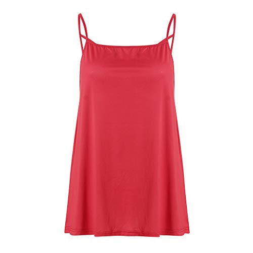 Camiseta Sin Mangas Mujer SHOBDW 2019 Nuevo Sexy Cuello Halter Cruzar Color Sólido Tops Blusa Playa de Verano Suelto Camiseta Mujer Tallas Grandes(Rojo 2,XL)