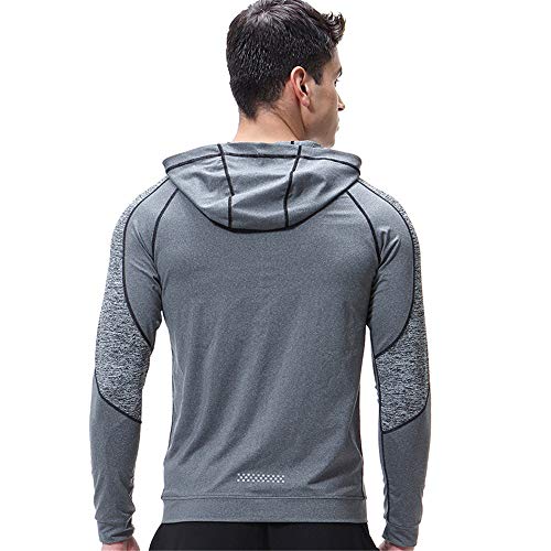 Camisetas de Fitness Compresión Ropa Chaqueta de compresión con capucha y cremallera, manga larga, ajustada y humectante para hombres, Baselayer Cool Compressed Zip Top, Chaqueta de manga larga con co