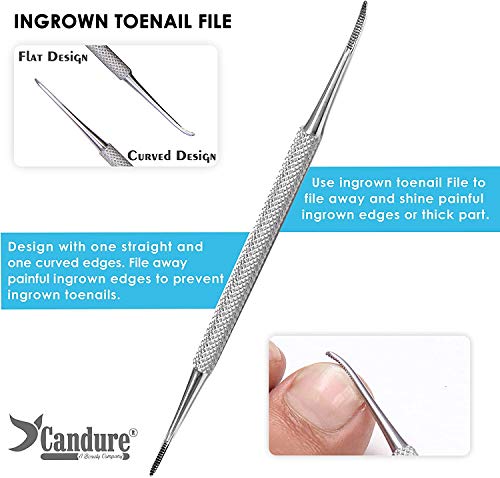 Candure Cortaúñas y Juego de Cortador de Uñas para Uñas de Los Pies Gruesas y Duras - Set de Manicura y Pedicura con Levantador de Uñas y Lima de Uñas