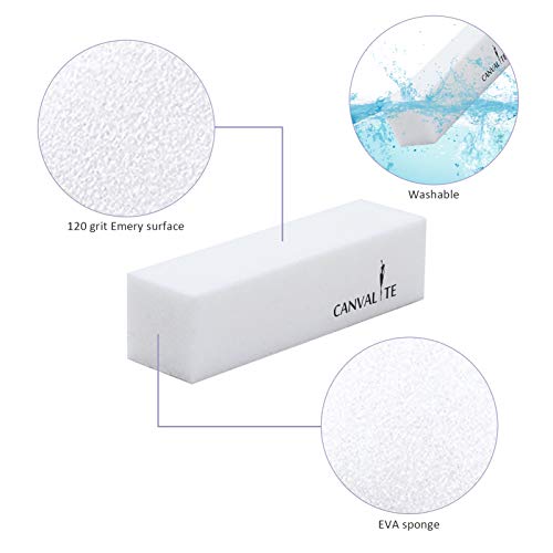 Canvalite - Bloque para uñas de gel (10 unidades, grano 120), color blanco
