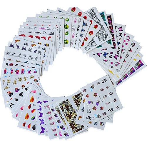 CAOLATOR 50 Pcs Pegatinas de Uñas Pegatinas de Uñas de Moda Lujoso Línea de Manicura Calcomanías Uña Falsa para Uso Profesional o en el Hogar (49.5 * 64mm)