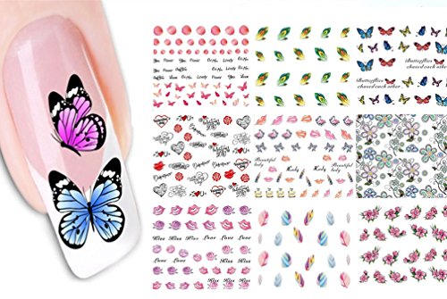 CAOLATOR 50 Pcs Pegatinas de Uñas Pegatinas de Uñas de Moda Lujoso Línea de Manicura Calcomanías Uña Falsa para Uso Profesional o en el Hogar (49.5 * 64mm)