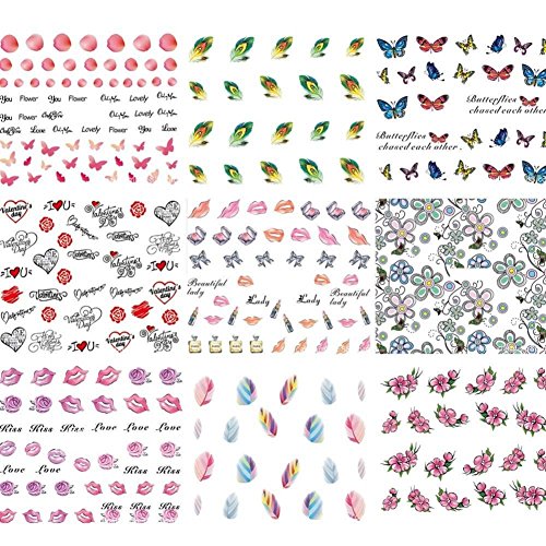 CAOLATOR 50 Pcs Pegatinas de Uñas Pegatinas de Uñas de Moda Lujoso Línea de Manicura Calcomanías Uña Falsa para Uso Profesional o en el Hogar (49.5 * 64mm)