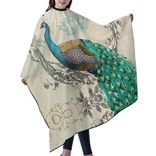 Capa de peluquería profesional de pavo real, con cuello de peluquería y hebilla de ajuste de metal para corte de pelo de 55 pulgadas x 66 pulgadas