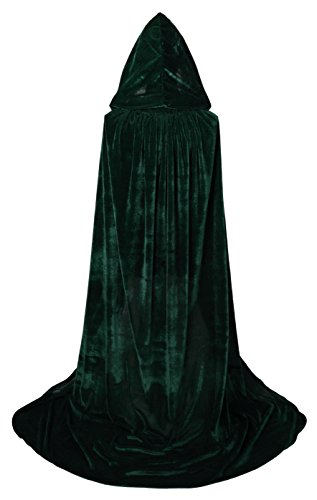 Capa Vglook, longitud completa, con capucha, unisex, para adultos, de terciopelo, para disfraces, Carnaval y Halloween, 150 cm