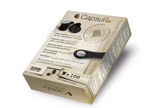 Capsul´in capsulin Capsulas rellenable para sistema Nespresso, caja de 100