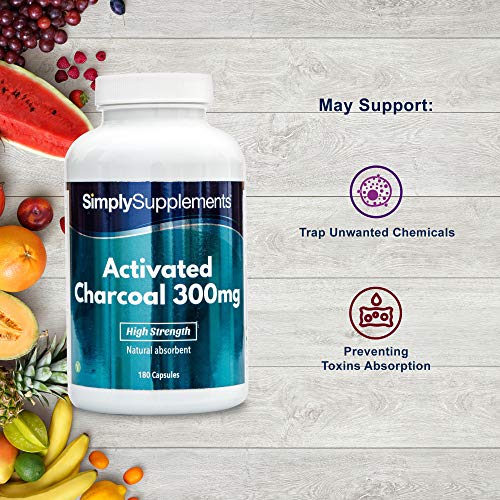 Cárbon activado 300mg - ¡Bote para 3 meses! - Apto para veganos - 180 Cápsulas - simplySupplements