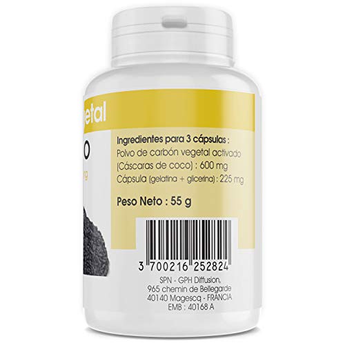 Carbón Vegetal Activado - 200 mg - 200 cápsulas