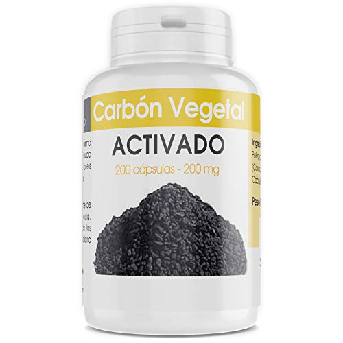 Carbón Vegetal Activado - 200 mg - 200 cápsulas