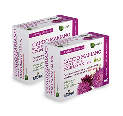 Cardo mariano complex 9.725 mg 60 cápsulas con boldo, milenrama, alcachofa y cúrcuma. (Pack 2 unid.)