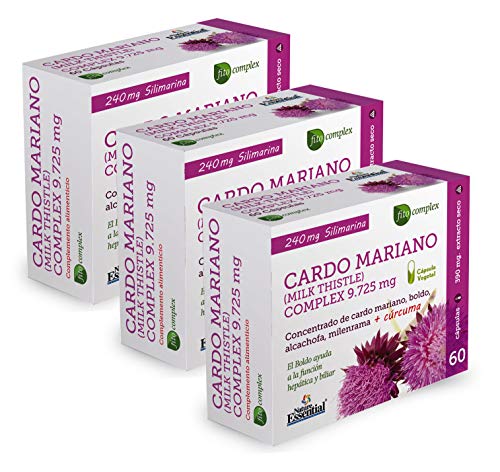 Cardo mariano complex 9.725 mg 60 cápsulas con boldo, milenrama, alcachofa y cúrcuma. (Pack 3 unid.)