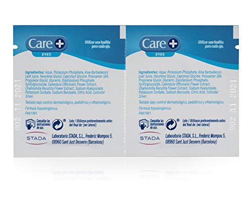 Care + Toallitas Oftálmicas con tecnología plata - higiene de párpados - 30 unidades individuales