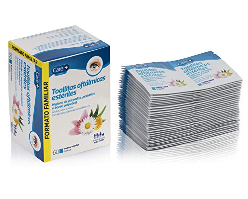 Care + Toallitas Oftálmicas - higiene de párpados, pestañas y borde palpebral - 60 unidosis