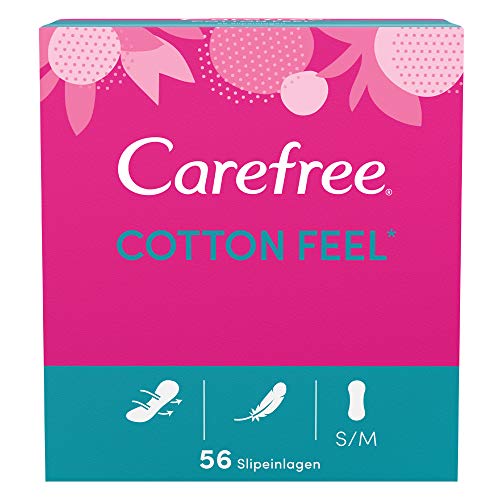 Carefree Cotton Feel - Compresas sin perfume, permeables, 5 x 56 unidades, talla S/M