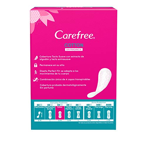 Carefree Salvaslip Cotton Sin Fragancia 44 unidades 120 g, Blanco (63118)