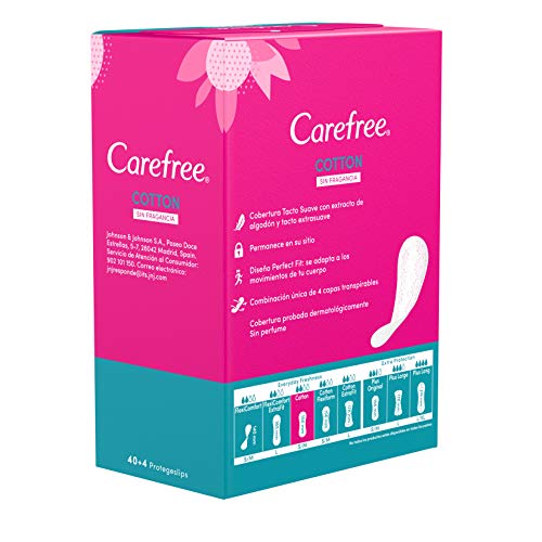 Carefree Salvaslip Cotton Sin Fragancia 44 unidades 120 g, Blanco (63118)