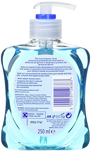 Carex - Pack de 6 botellas de jabón líquido antibacteriano original 250 ml