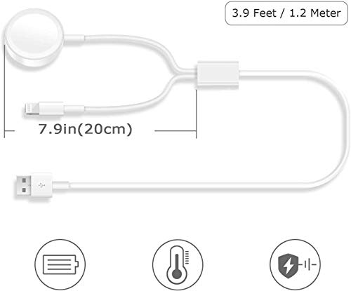 Cargador Apple Watch,Cable de Carga magnético 2 en 1 para Apple Watch/iWatch,Cable de Carga inalámbrico Apple Watch Compatible para teléfono iWatch Series 5/4/3/2/1 11/11P/XR/XS/X/8/7/6/Pad Air/Mini