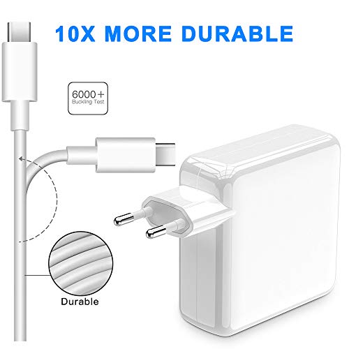 Cargador compatible con Mac Book Pro 87W, Adaptador de corriente con 2 M USB-C a USB-C Ac Cable, Tipo C PD Wall Charger para Compatible con Samsung, Nexus, Nintendo Switch, Lenovo, ASUS, Acer, Dell