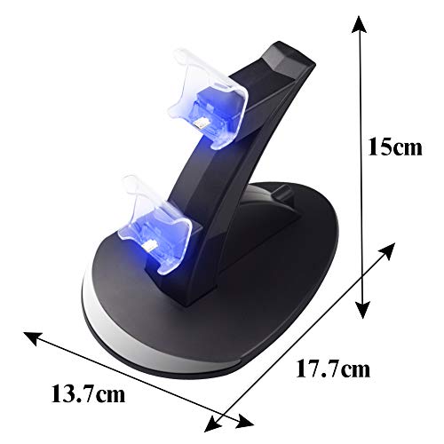 Cargador Mando PS4, Tihokile Dual USB Cargador para Playstation 4 PS4 Pro PS4 Slim Dock Stand con Indicador LED