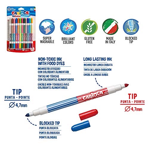 Carioca Set Rotuladores Locos | Kit Rotuladores de Colores Divertidos para Lettering, con Sellos Pastel, Mágicos, Perfume y Muchos Más, con Punta Maxi y Fina, Colores Surtidos 74 Unidades